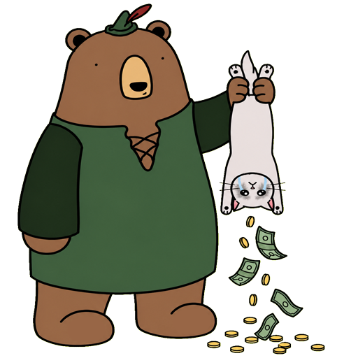 LIL BEAR holding loot from the forest economy