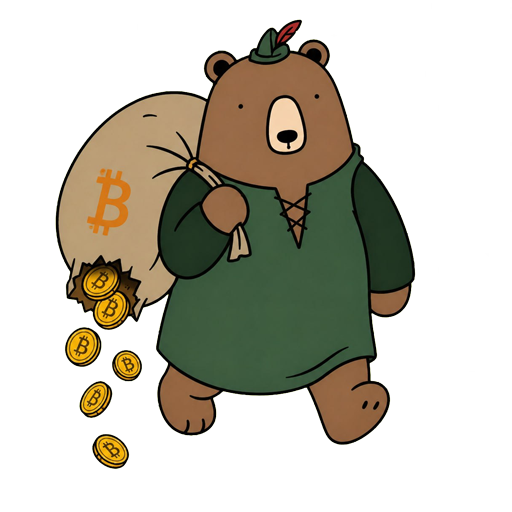 LIL BEAR carrying a bitcoin bag